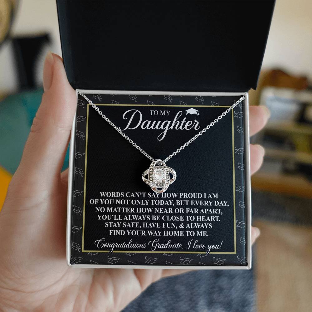 To My Daughter Gift Necklace From Father to Daughter Gift, Birthday Necklace Love Knot Pendant Necklace Gift Message Card and. Gift Box styles On Birthday, Christmas, Anniversary Graduation Gift
