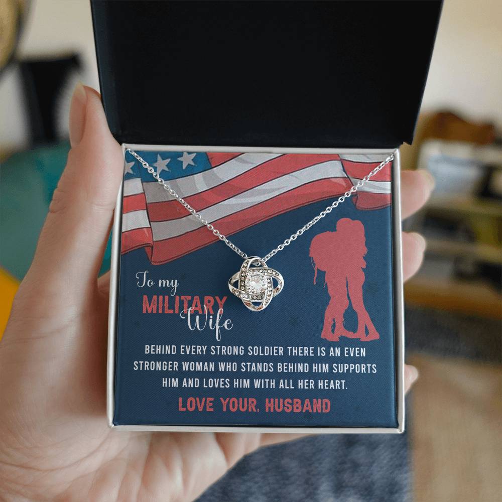 To My Military Wife Necklace From Husband Love Knot Military Necklace Gift For Wife Husband To Wife Love Knot Pendant For Wife Military Jewelry Gift For Women Army Gift Necklace Military Pendant