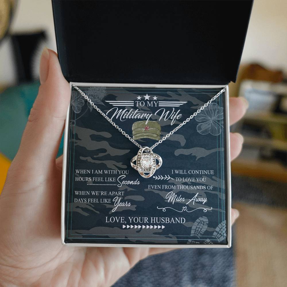 Military Wife Gift Necklace, Husband And Wife Love Knot Necklace, To My Military Wife Necklace From Husband - Veteran Necklace Gift For Wife, Jewelry Gift For Women, Soulmate Gift Necklace