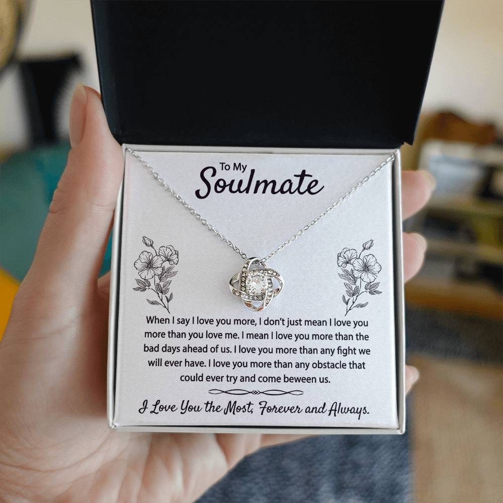 To My Soulmate Necklace From Husband Boyfriend Love Knot Necklace Gift For Soulmate Girlfiend To My Wife Gift Necklace with Message Card Gift Necklace for Her Romantic Girlfriend Gift Necklace