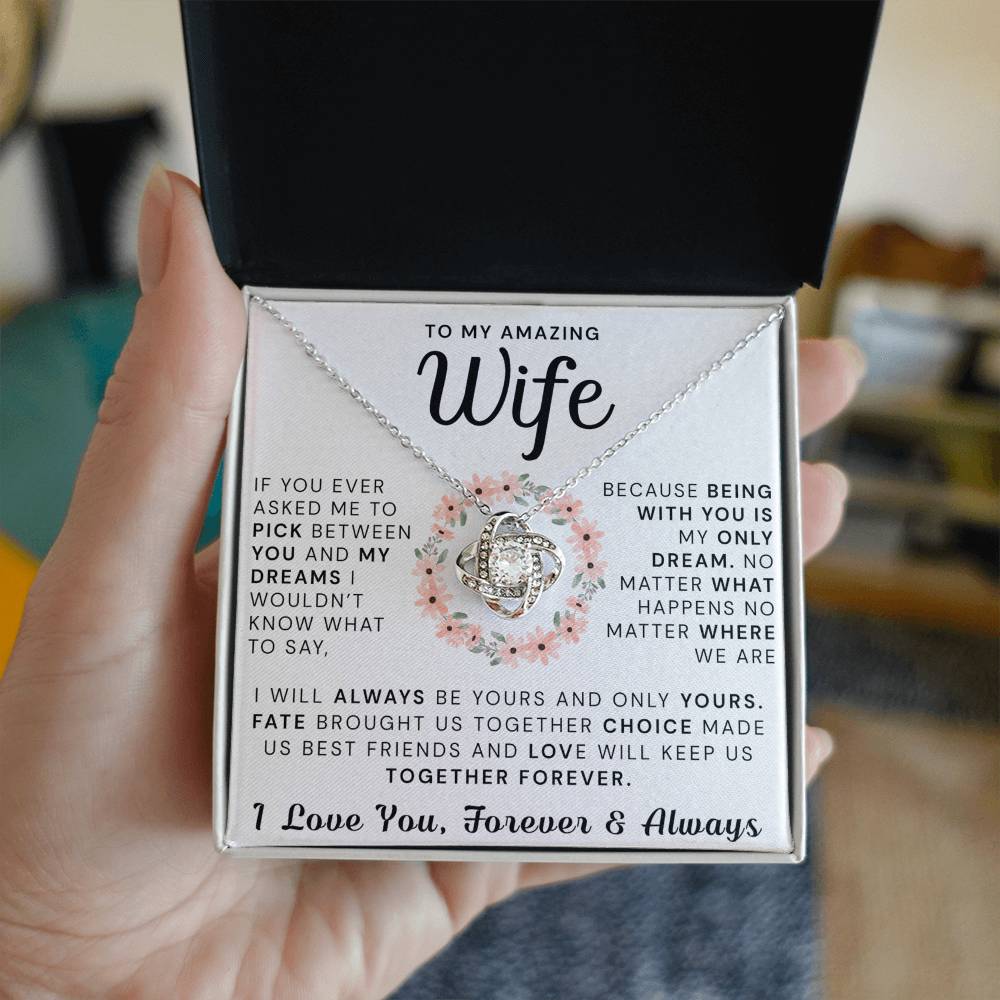To My Amazing Wife Necklace From Husband, Gift Necklace For Wife, Soulmate, Girlfriend Necklace Gift On Valentine's Day Anniversary, Husband To Wife Love Knot Pendant Gift From Husband, Boyfriend