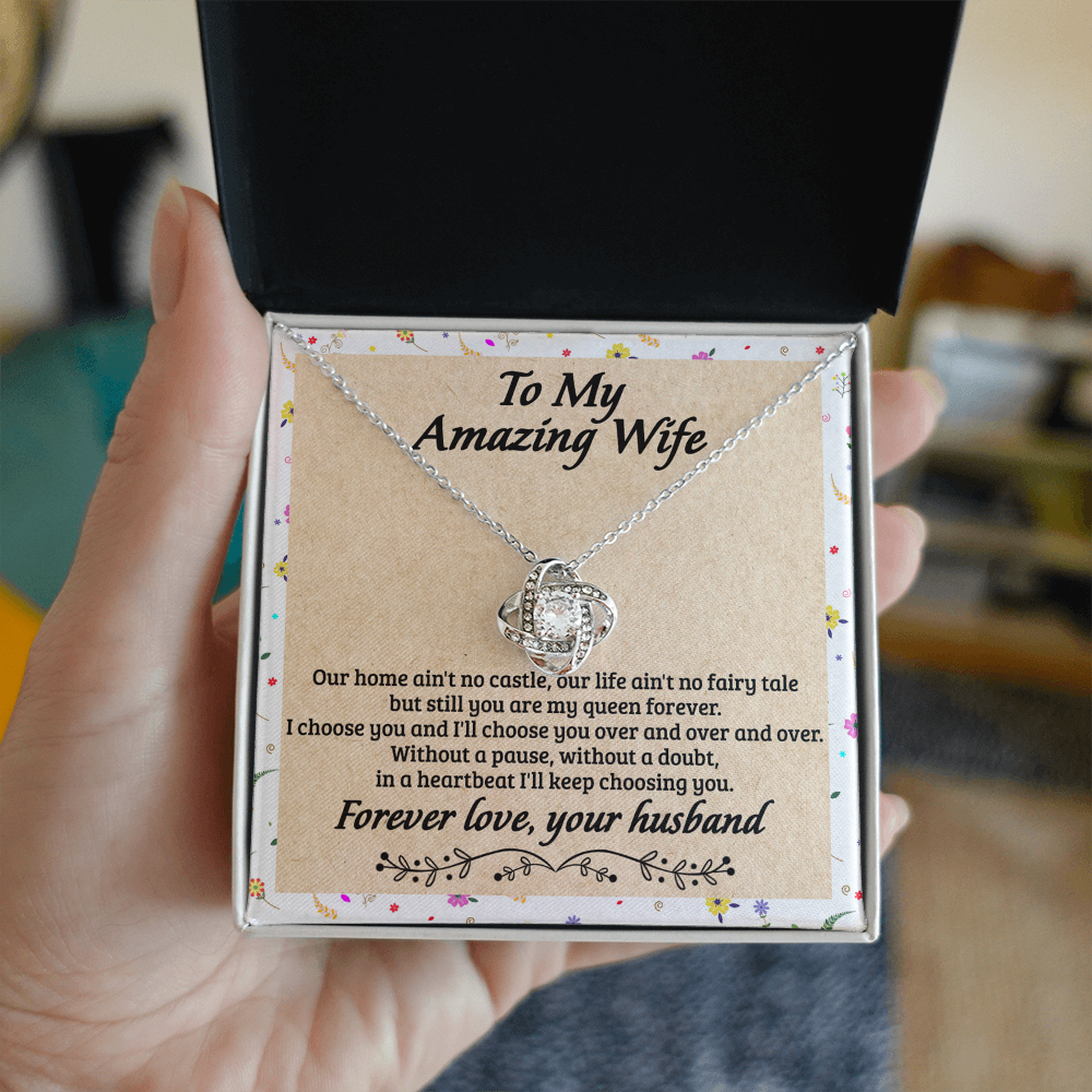 To My Wife Necklace From Husband, Amazing Wife Gift Necklace, Husband And Wife Love Knot Necklace - Necklace For Amazing  Wife From Husband, Wife Necklace On Anniversary, Valentine Day, Christmas