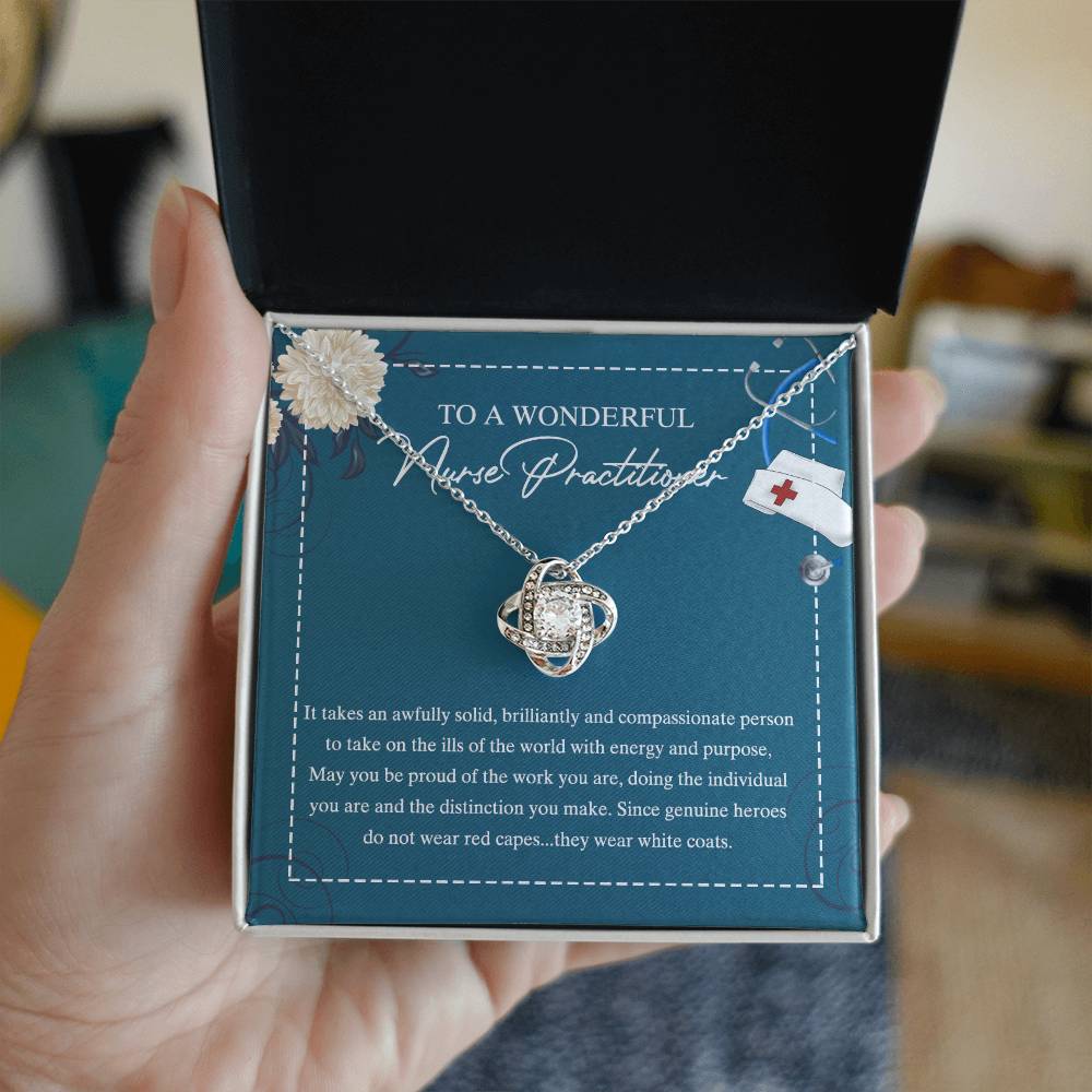 To My Nurse Practitioner Love Knot Necklace From Mom, Gift For New Nurse Jewelry Gift For Girl, Congrats Graduation Pendants Class Of 2026 Necklace Gift For Daughter, Granddaughter, Niece, Sister