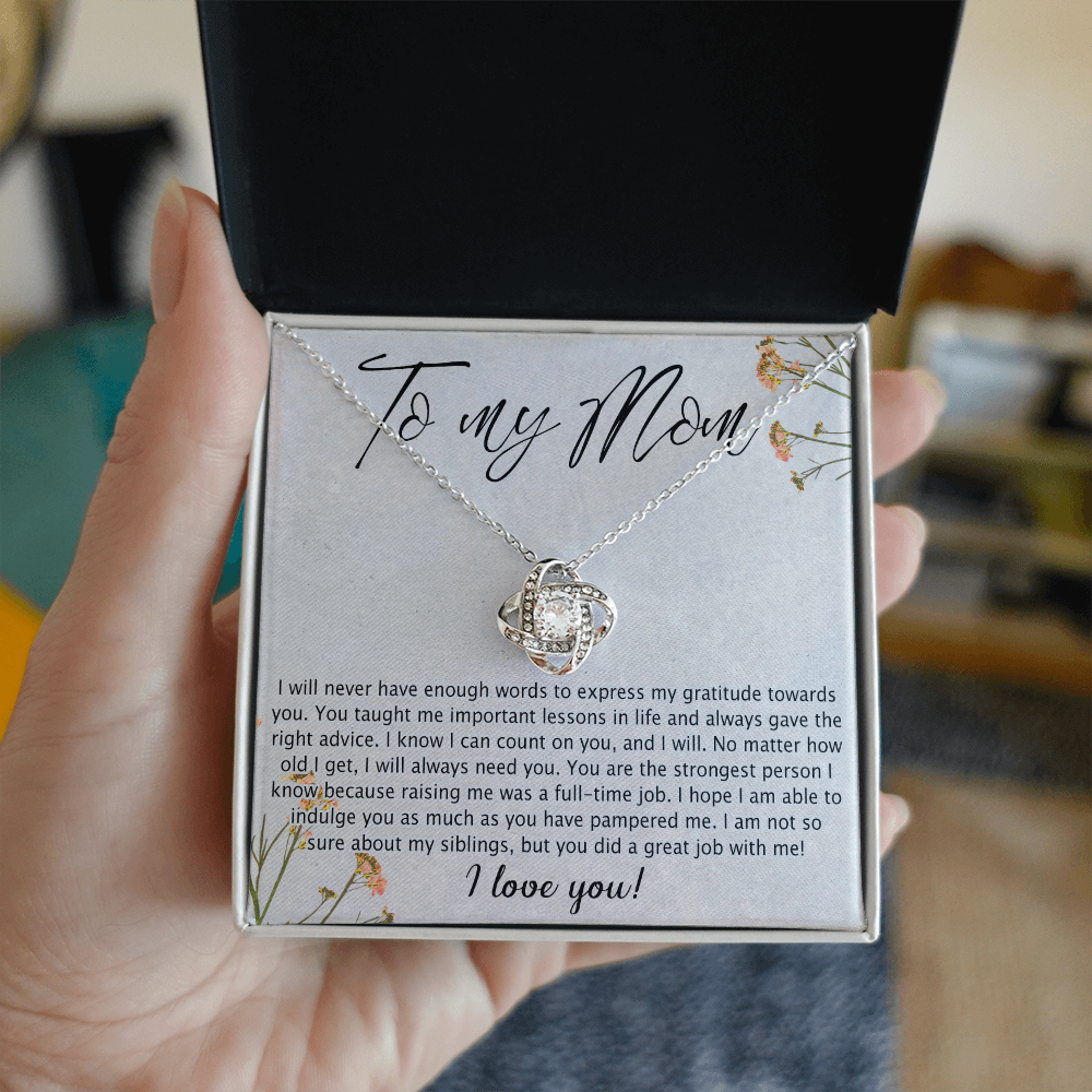 Mom Gift Necklace, To My Mom Love Knot Necklace Gift From Daughter Son Gift For Mom, Mother And Daughter Gift Necklace Personalized Gift Necklace For Mom Pendant, Love Knot Necklace Gift For Women