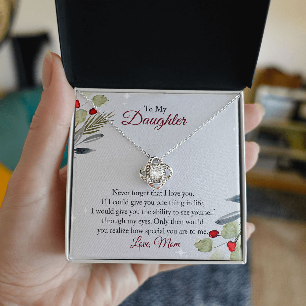 To My Daughter Necklace From Mom, Christmas Necklace with Message Card and Gift Box For Daughter, Mother And Daughter Necklace Gift On Birthday Wedding Graduation Gift Never Forget Necklace