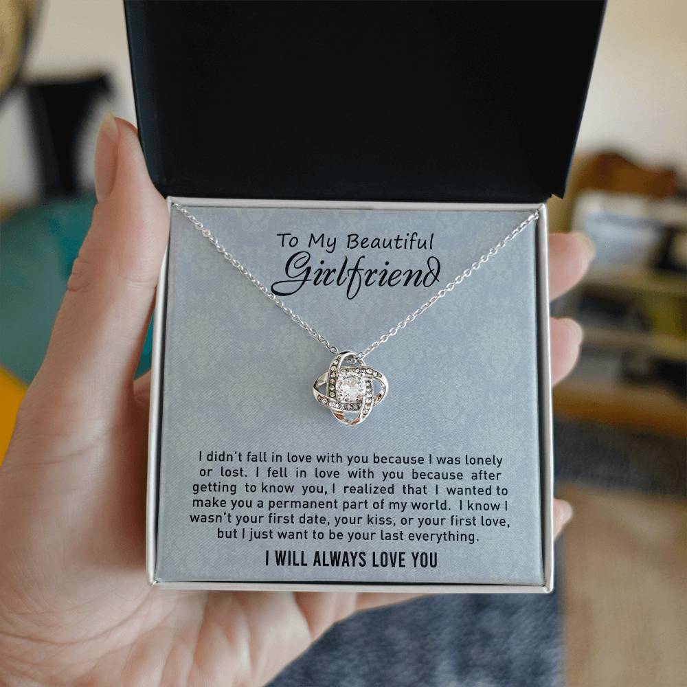 To My Beautiful Girlfriend Love Knot Necklace From Boyfriend, Husband, Girlfriend Gift Necklace - Love Knot Pendant Gift For Beautiful Girlfriend, Soulmate Gift Necklace To Girlfriend From Boyfriend