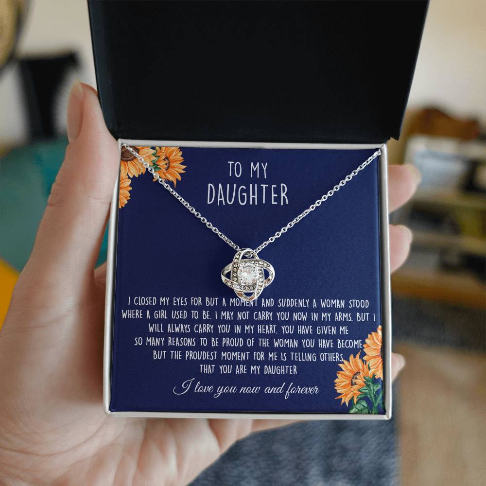 Gift Necklace For Daughter, To My Daughter Love Knot Necklace From Mom - I Love You Now And Forever Necklaces For Daughter From Mom And Dad Daughter Necklace,vSuddenly A Woman Jewelry Gift For Girls