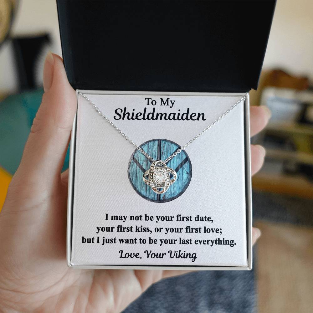 To My Shieldmaiden Necklace From Your Viking - Love Knot Pendant Gift From Wife, Fiancee, To My Shiedmaiden Love Knot Necklace Gift With Message Card and Gift Box, Jewelry Gift Ideas For Women