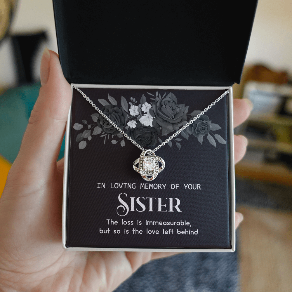 In Memory Of Your Sister Love Knot Necklace, Sympathy Gift Pendant Loss Of Sister, Sympathy Gift Box For Sister, Loss Of Sister Necklace, Loss Of A Sister Necklace, Jewelry Gift for Girls, Women