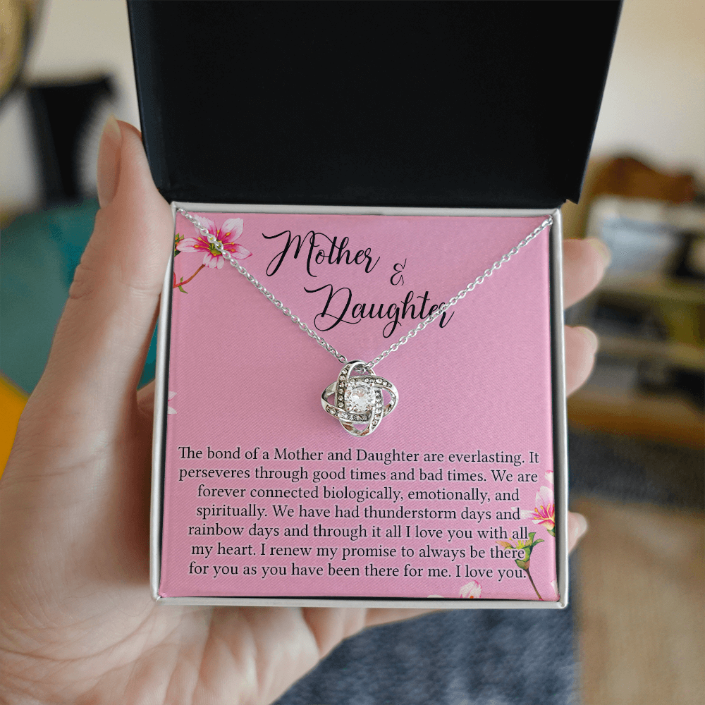 Mother And Daughter Gift Necklace - To My Mother Love Knot Necklace Gift From Daughter, The Bond Of A Mother And Daughter Love Knot Pendant Gift For Mom, Jewelry Gift For Women, Bonus Mother Gift