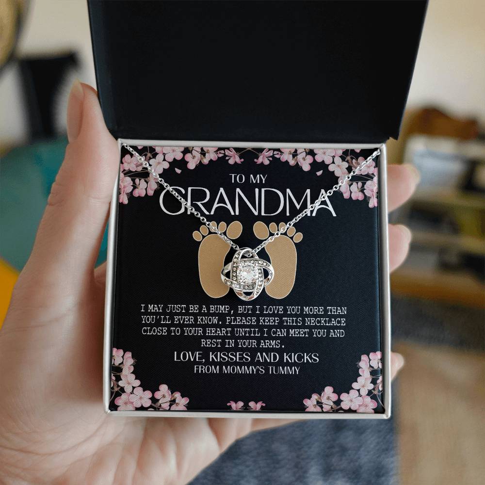 Jewelry Gift for Women, Grandma - To My Grandma Love Knot Necklace From Mommy's Tummy, Grandma And Granddaughter Gift Necklace, This Necklace Close To Your Heart Pendant, My Grandma Gift Necklace