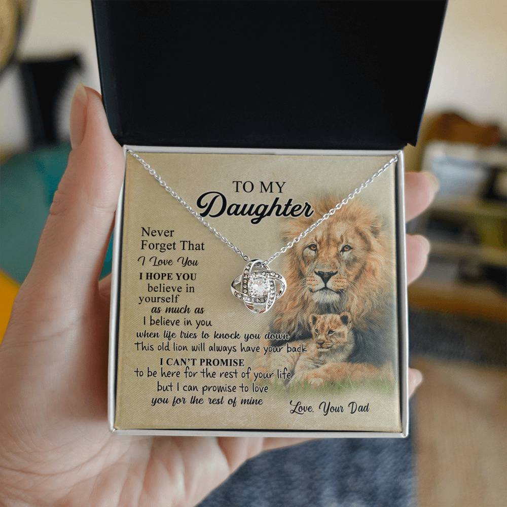 To My Daughter Gift Necklace from Dad Old Lion Your Back Believe Rest of Mine Personalized Gift Necklace Chain Gift on Birthday Graduation Gift Jewelry Gift For Girls, Little Girl Necklace