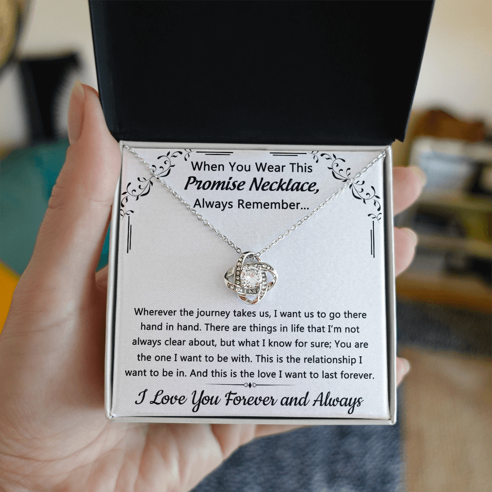To My Love Promise Necklace From Husband, Boyfriend, Soulmate Love Knot Necklace with Message Card and Gift Box, Gift Necklace for Her Romantic, Girlfriend Gifts Forever And Always Necklace