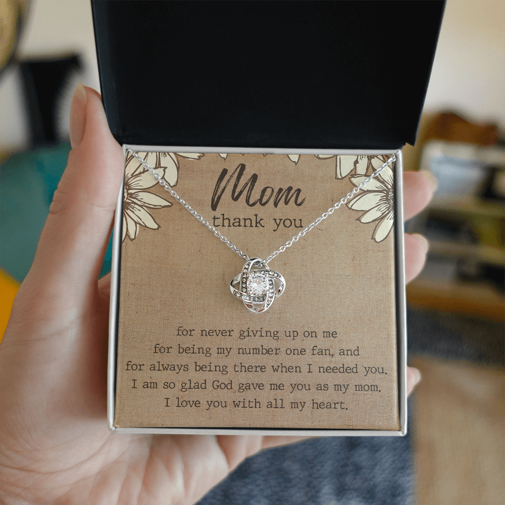 Thank You Gift necklace For Mom, To My Mom Love Knot Necklace Gift From Daughter, Jewelry Gift For Women, Mother Daughter Gift Necklace For Bonus Mom Gift Necklace Second Mom New Mom Gift Necklace