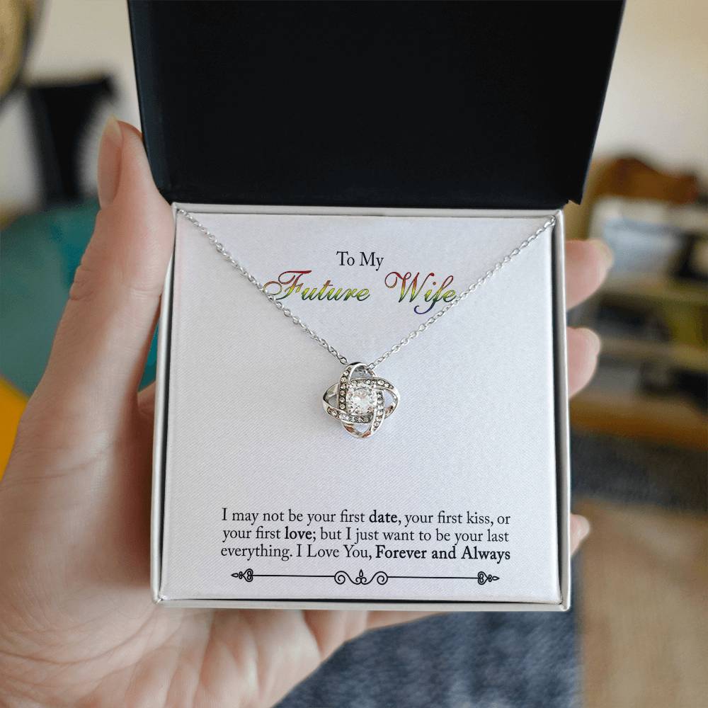 To My Future Wife Necklace Love Knot Necklace For Wife, Girlfriend With Box And Message Card, Soulmate Gifts, Necklace For Her From Boyfriend, Jewelry Gift For Bride Fiance, One Year Anniversary