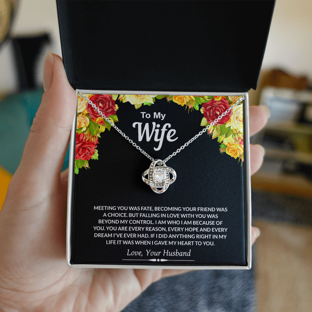 To My Wife Gift Necklace From Husband, Necklace Gift For Wife, Soulmate Gift Necklace Girlfriend, Husband To Wife Love Knot Pendant, Jewelry Gift For Women, Woman Necklace Gift My Heart To You