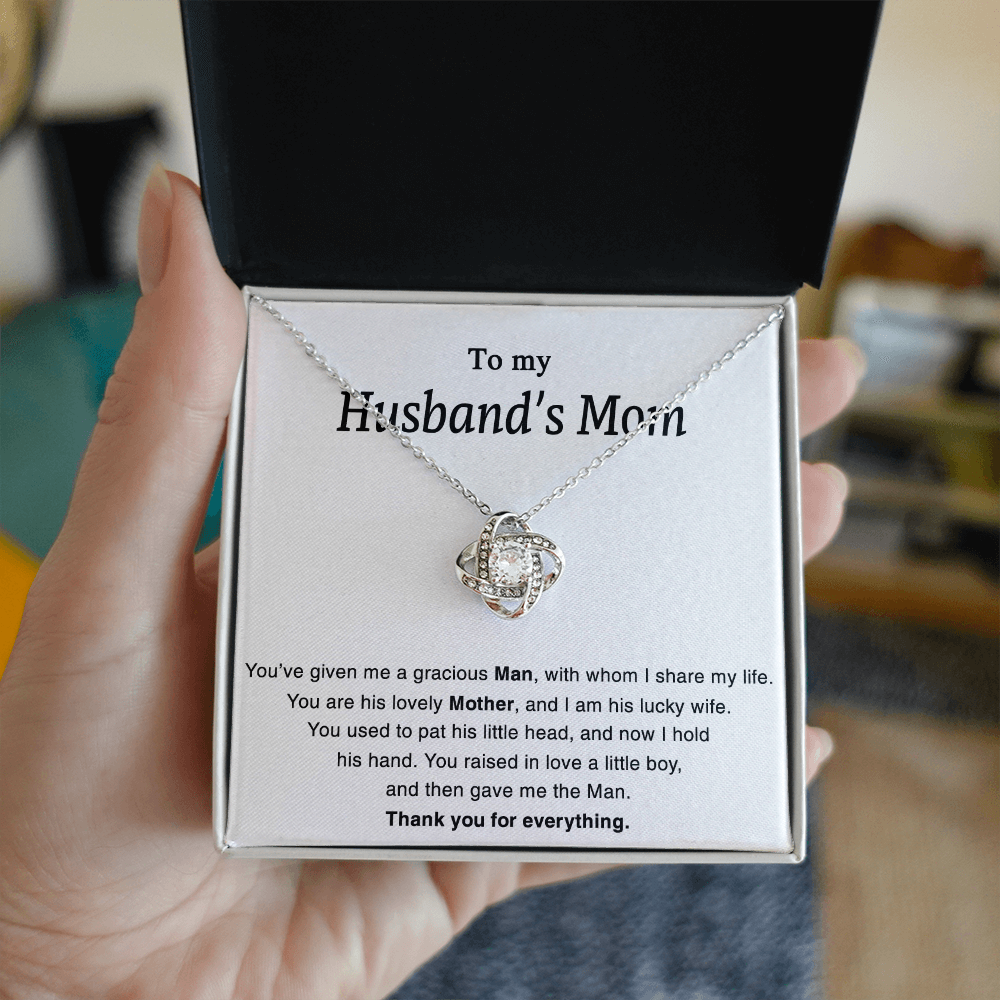 To My Husband's Mom Necklace For Her Thank You Mom Jewelry Gift Knot Mothers Day