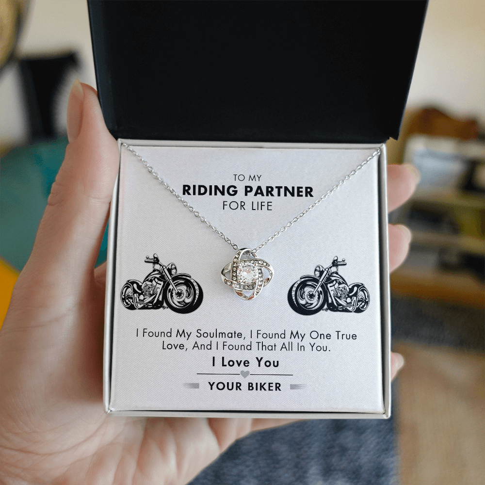 Customized Gift Necklace, To My Riding Partner For Life Necklace Gift From Husband Love Knot Necklace And Message Card Gift Box For Riding Partner For Life Jewelry Pendant Gift For Women Soulmate