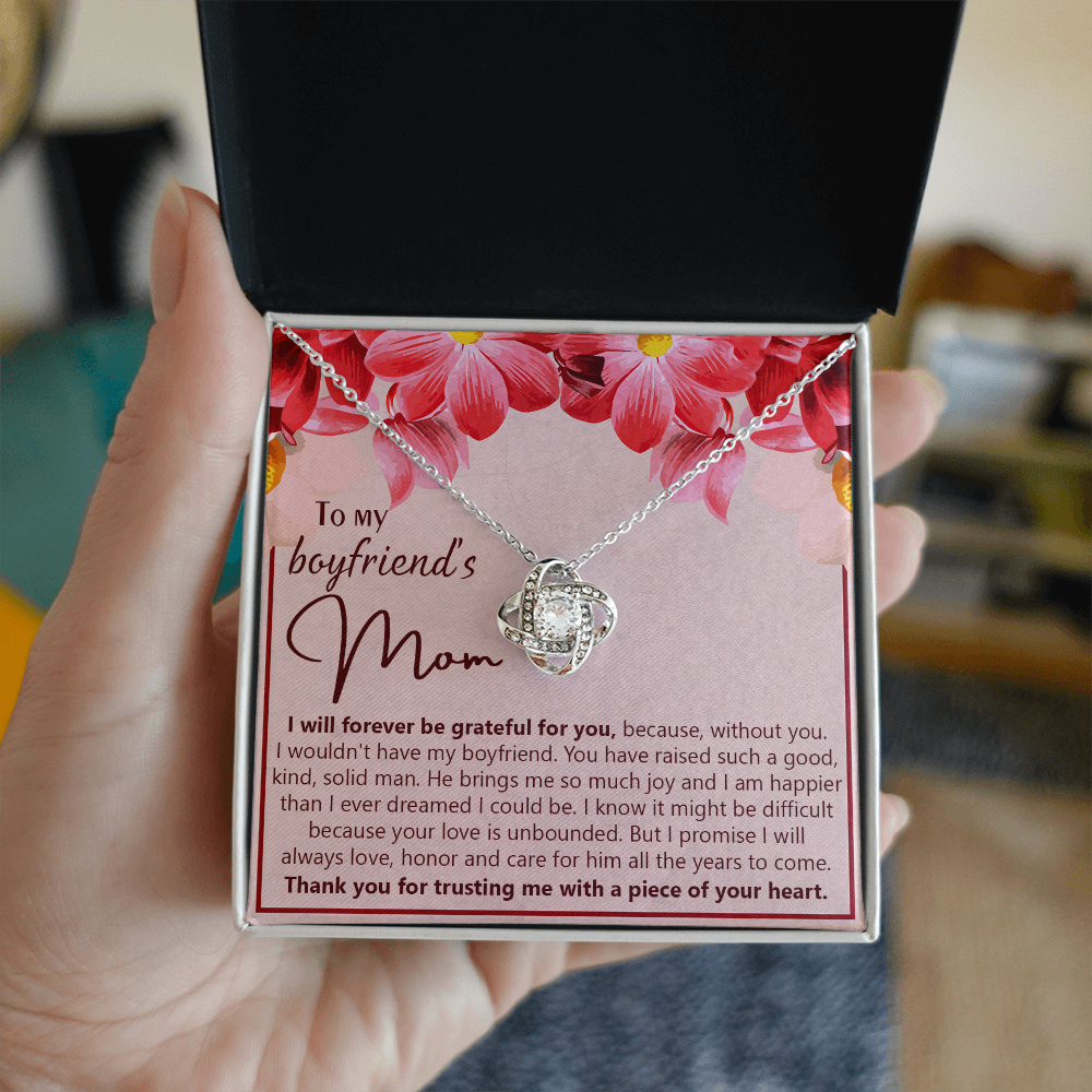 To My Boyfriend's Mom Necklace From Girlfriend Mom, Boyfriends Mom Love Knot Necklace, Boyfriend's Mom Gift Necklace, Boyfriend's Mom Gifts Necklace On Mother's Day, Xmas Present Jewelry For Women