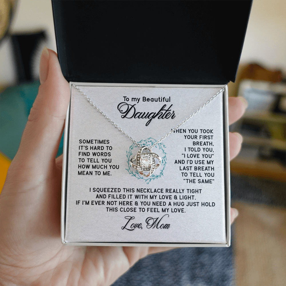 To My Beautiful Daughter Necklace from Mom, Mother to Daughter Gift Necklace for Daughter from Mother Jewelry Gift For Girls Little Girl, Daughter Necklace Pendant, Beautiful Daughter Necklace