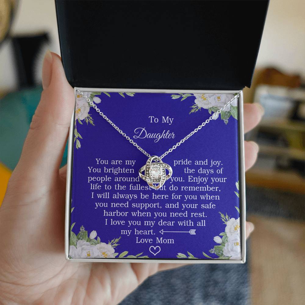 To My Daughter Love Knot Necklace From Mom And Daughter Pendant Gifts For Daughter's From Mother To Daughter Jewelry Gift For Girls, Daughter Necklace Gift From Mother, Daughter To Mom Jewelry