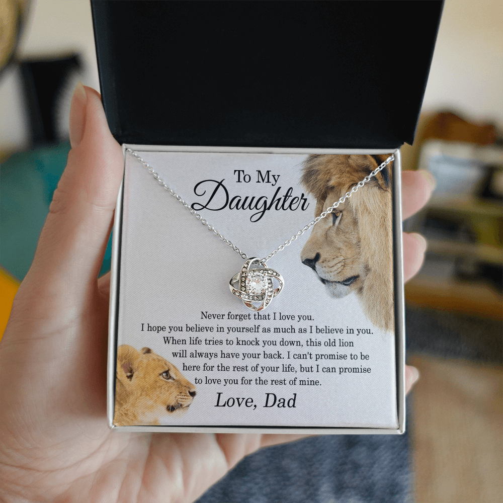 Daughter Gifts From Dad,To My Daughter Lion Dad And Daughter Necklace, Love Knot Necklace Birthday Gift for Daughter From Dad, Christmas Gift For Daughter Necklace, Father Daughter Necklace