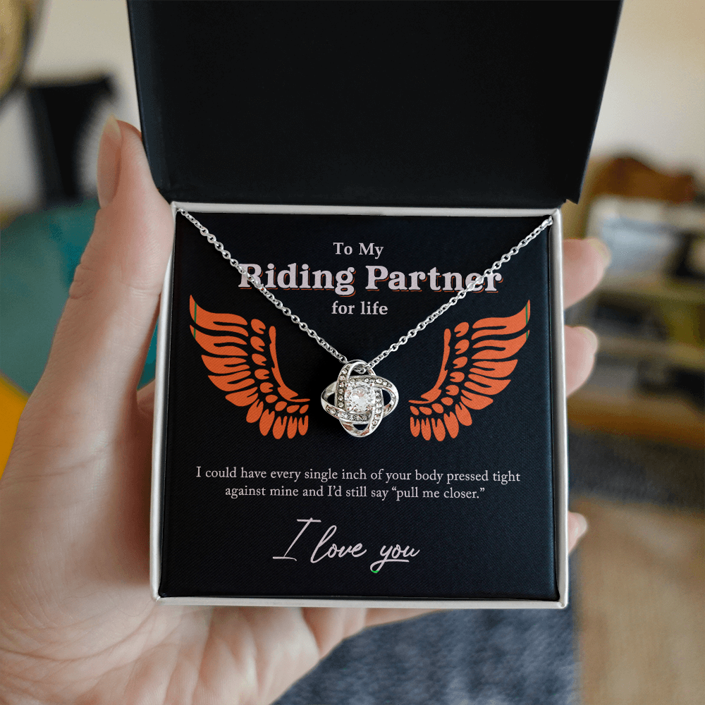 To My Riding Partners Necklace From Husband, Boyfriend, Riding Partners Love Knot Pendant Gift For Life Motorcycle Girlfriend Gift Necklace for Her Romantic, Girlfriend Gifts Necklace