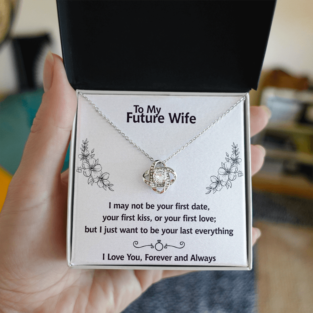 To My Future Wife Necklace, Love Knot Necklace For Girlfriend With Box And Message Card Soulmate Gift Necklace, Necklace For Her From Boyfriend, Jewelry Gift For Women, One Year Anniversary Pendant