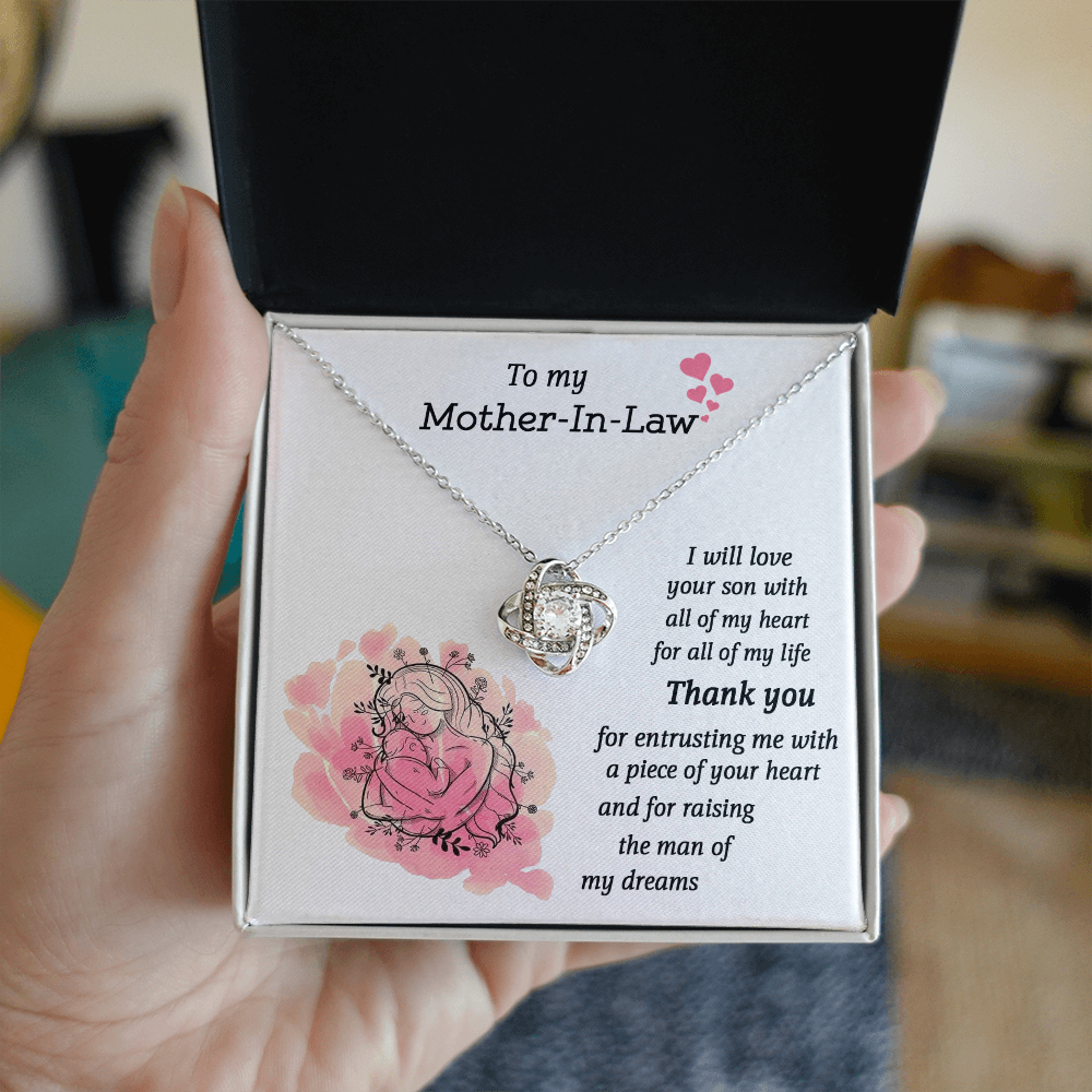 To My Mother-In-Law Love Knot Necklace From Son, I Will Love Your Son With All My Hear