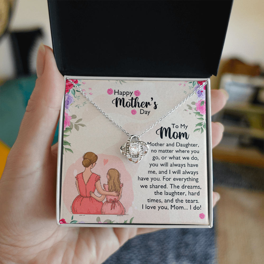 To My Mom Necklace From Daughter, Happy Mothers Day Necklace, Mom Love Knot Necklace From Daughter And Mother Jewelry Gift Mothers Day, No Matter Necklace Gift For Mom On Birthday Gift For Mom