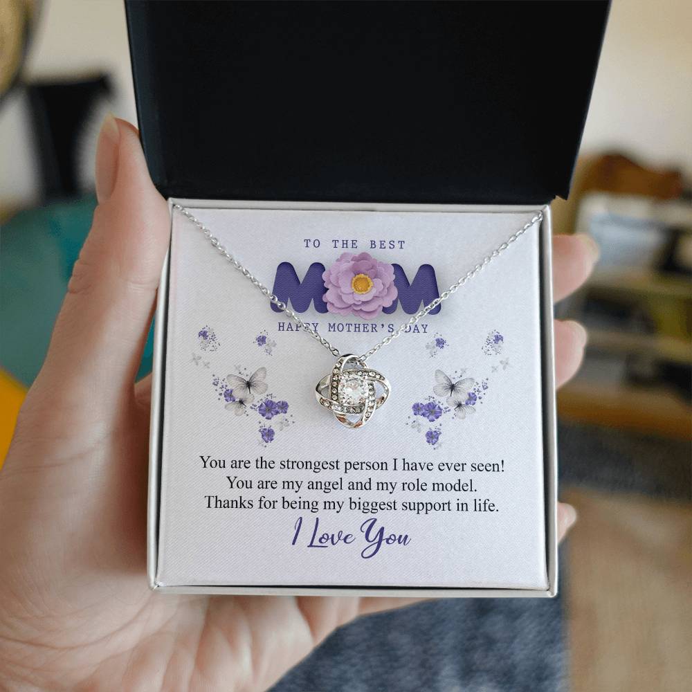 To The Best Mom Necklace From Daughter, Happy Mothers Day Necklace Gift For Mom, Mother And Daughter Love Knot Necklace Gift On Mother's Day Anniversary, Birthday Gift Christmas, Jewelry For Women