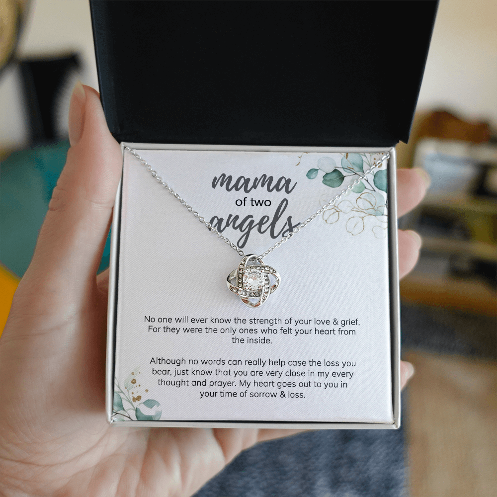 Mama Love Knot Necklace, Mama Of Two Angels Necklace From Daughter, Love And Grief Necklace Gift For Mom, Mother's Day Necklace Gift For Mom, Jewelry Gift For Mom From Daughter Gift Necklace To Mom