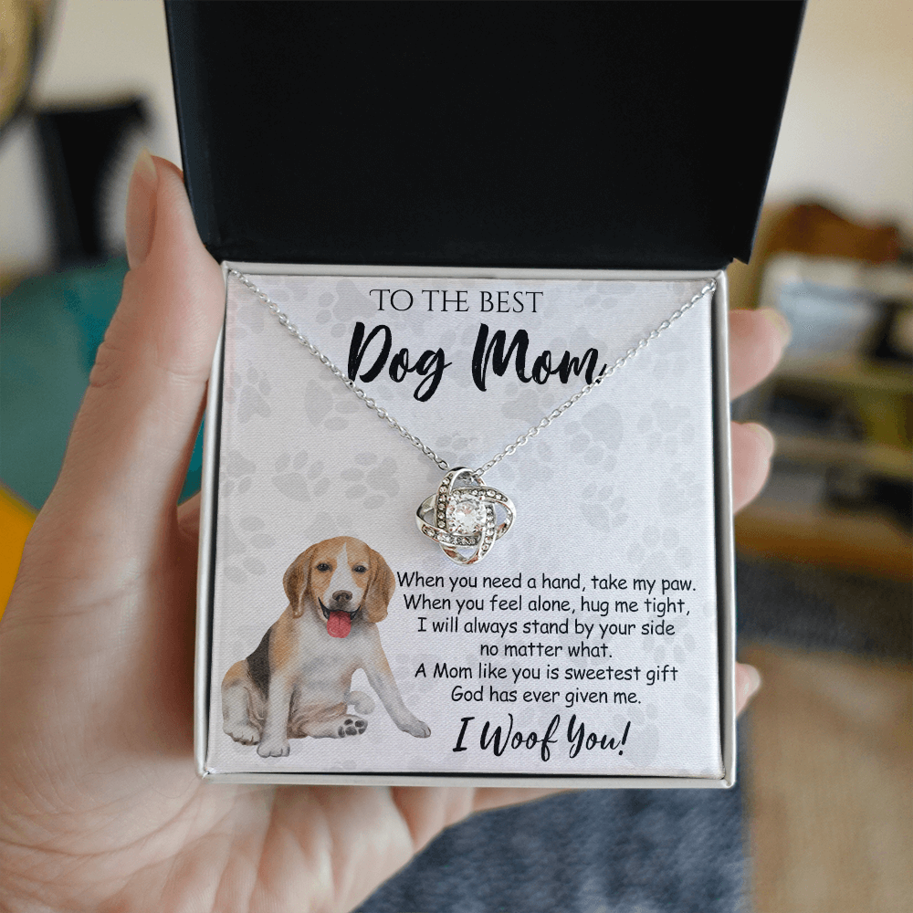 To The Best Dog Mom Knot Lnot Necklace From Daughter Mother's Day Necklace Gift, A Mom Like Beagle Gift Necklace And Message Card Jewelry Gift For Women, Dog Lovers, Beagle Dog Mom Necklace