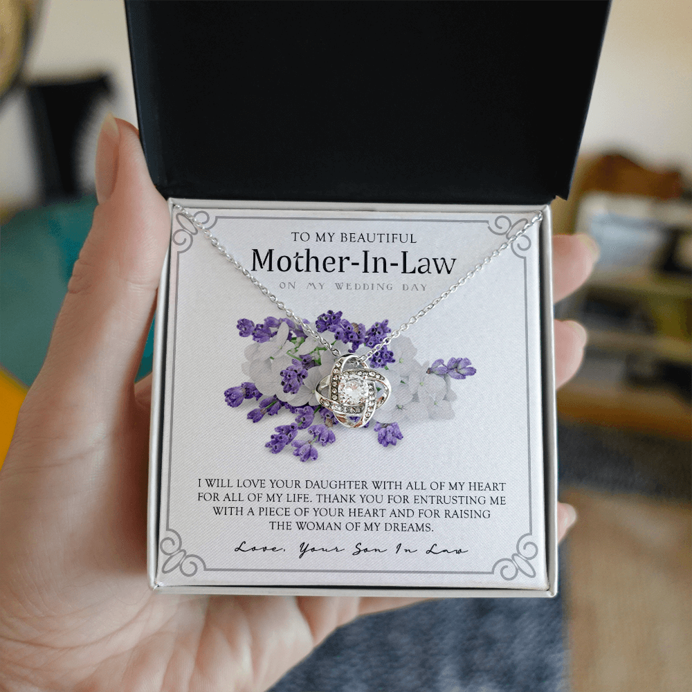 Mother In Law Necklace, My Wedding Day Necklace Gift For Mother In Law, To My Beautiful Mother In Law Necklace From Son In Law, My Heart My Life Necklace Gift For Mother, Mother In Law Gift Necklace