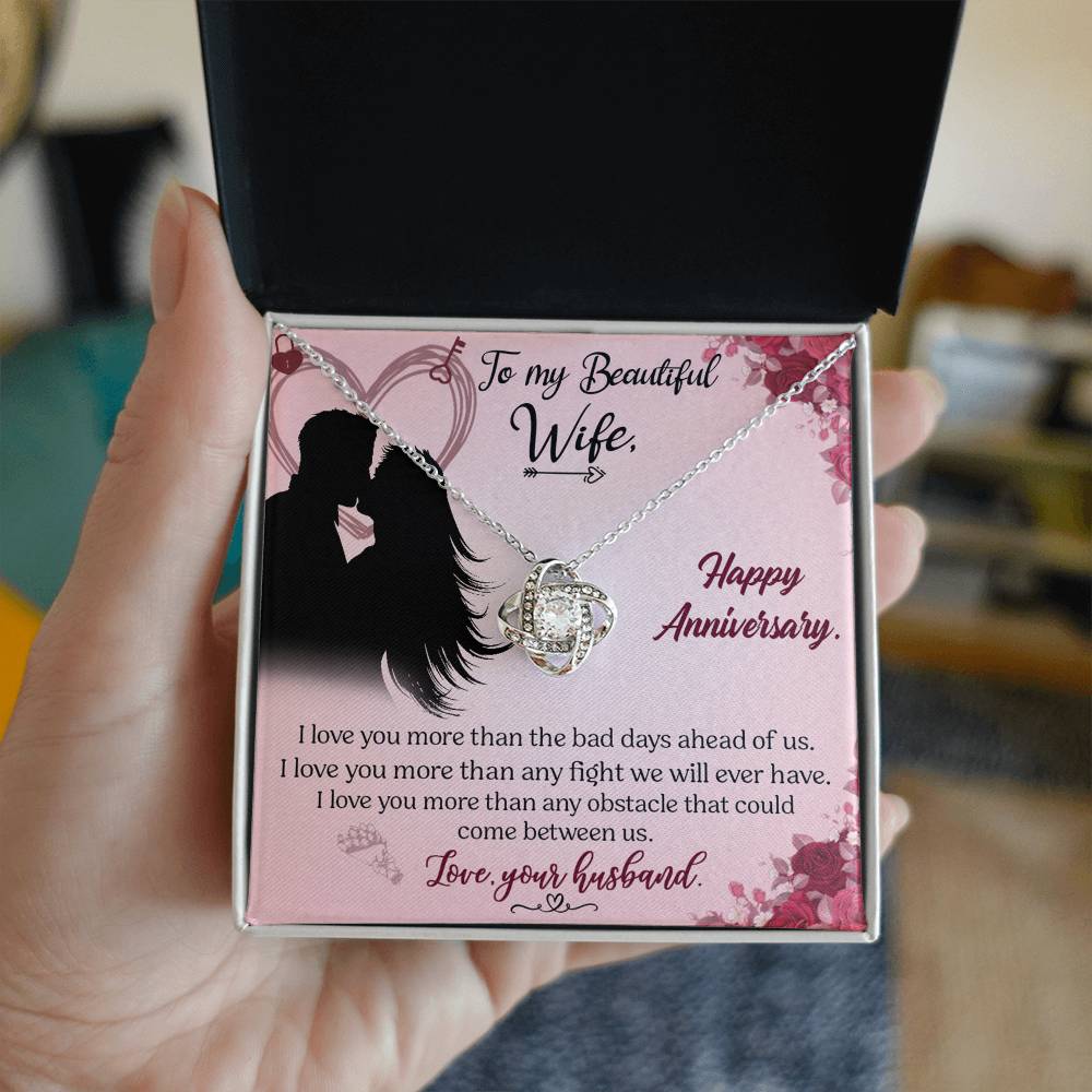 To My Beautiful Wife Necklace From Husband Valentines Day Necklace Gift For Wife Soulmate Gift Necklace Personalized Gift Jewelry For Women, Romantic Gift Necklace, Happy Anniversary Necklace