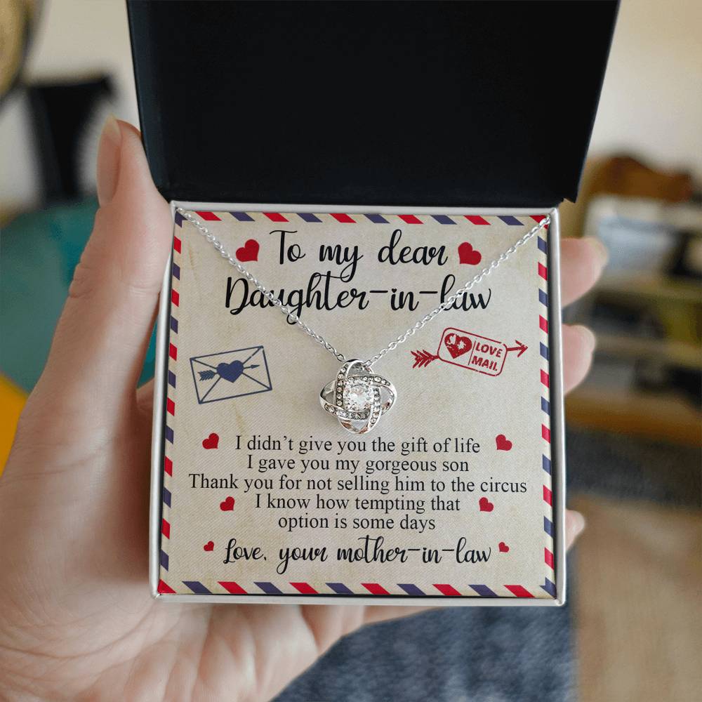 To My Dear Daughter-in-Law Gift Necklace From Mother In Law, Luxe Love Knot Necklace Gift Set, Necklaces For Girls, Little Girl Daughter In Law Gifts Necklace, Jewelry Gifts For Women Gifts