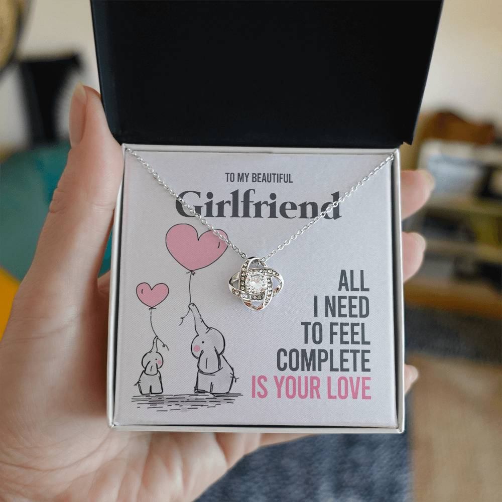 To My Girlfriend Gift Necklace Romantic Girlfriend Birthday Gifts for Girlfriend From Boyfriend, Husband, Girlfriend Gift Necklace - Jewelry Gift For Girls, Love Knot Pendant Gift For Girlfriend