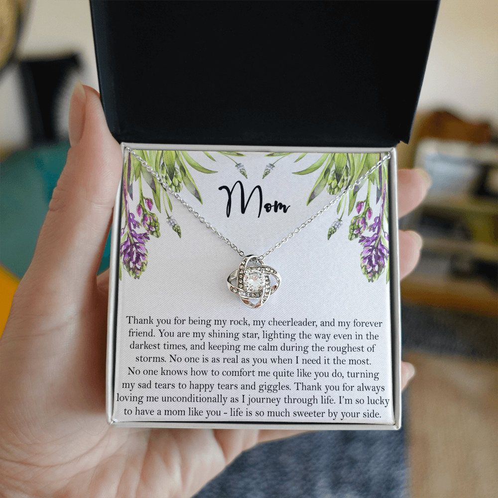 Thank You Mom Gift Necklace, To My Mom Love Knot Necklace Gift From Daughter And Mother Love Knot Pendant Gift For Mom, Bonus Mom Gift Necklace Thank You Pendant Gift For Mom, Jewelry Gift For Women