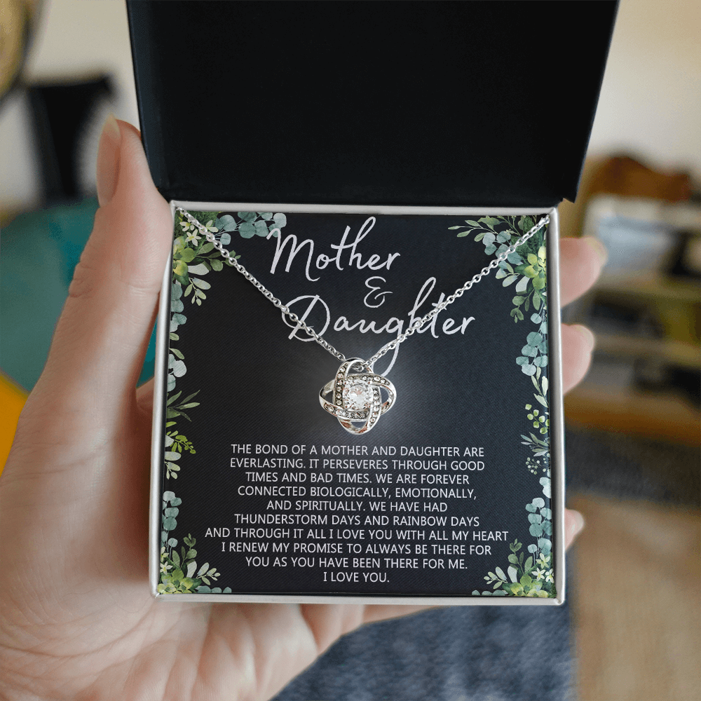 Mother And Daughter Necklace, Mothers day Necklace Gift For Mother, To My Mother Love Knot Necklace Gift From Daughter To Mom Jewelry Gift For Women Bonus Mom Boyfriend's Mom Gift Necklace