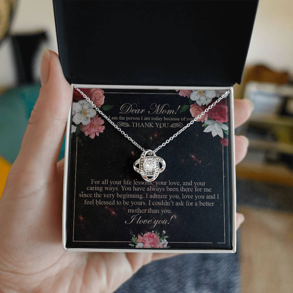 Meaningful Gift To Mom, Thank You Card For Mom, To My Mom Necklace From Daughter, I Love You Necklace For Mom, To Mom Love Knot Necklace, Jewelry For Mom On Birthday Gifts Mothers Day, Anniversary