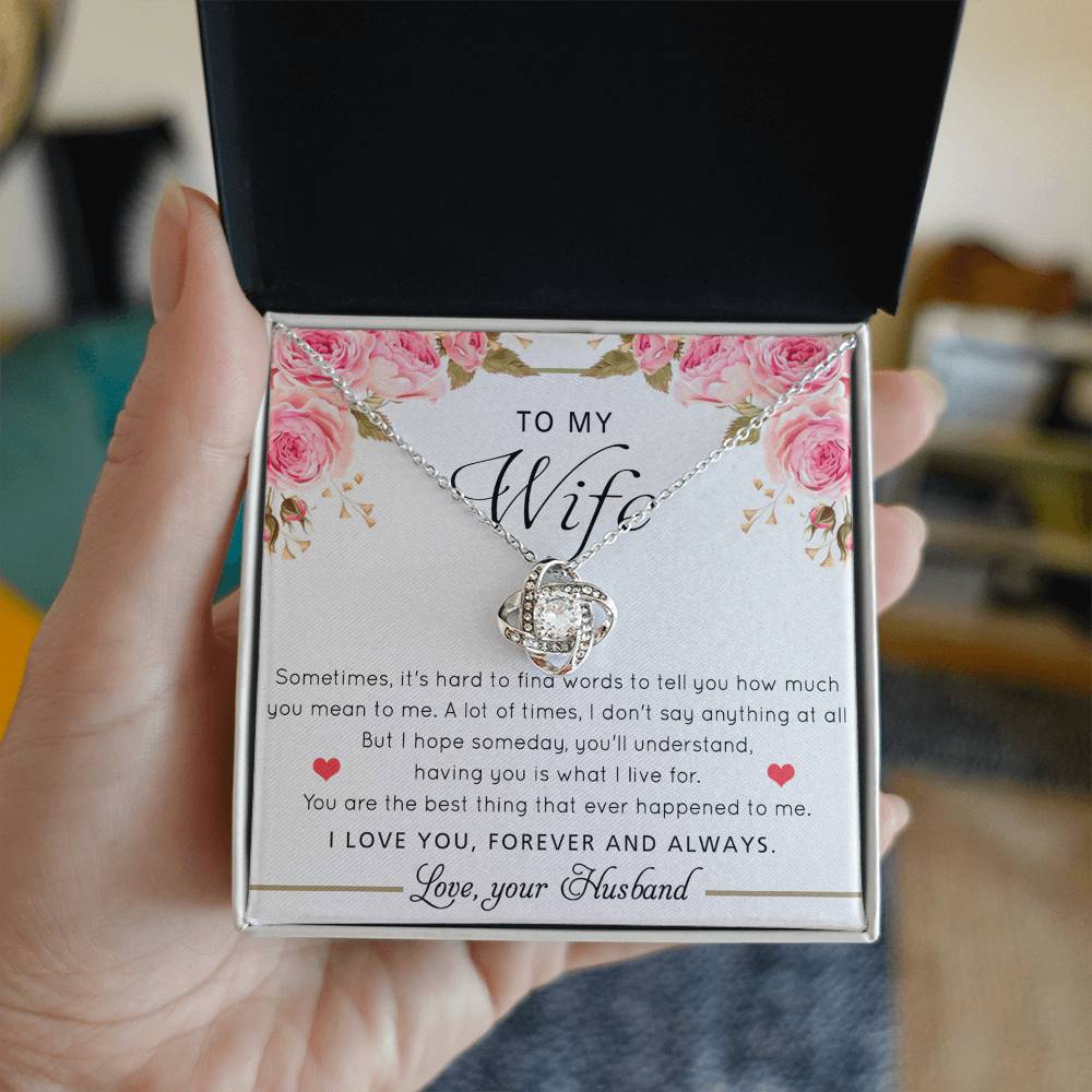 Gift Necklace For Wife, To My Wife Love Knot Necklace From Husband, Valentines Day Necklace Gift For Wife, Soulmate Gift Necklace Personalized Gift Jewelry Custom Romantic Gift Necklace For Wife