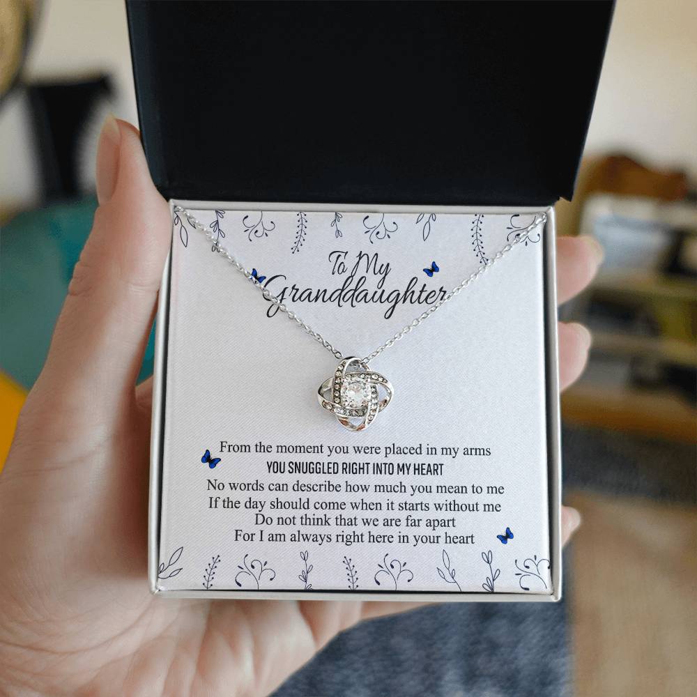 Love Knot Necklace Granddaughter Gifts From Grandma Grandpa - To My Granddaughter Necklace Card Message Gifts For Granddaughter With Inspirational Quotes, Jewelry Gift For Girls, Granddaughter Gift