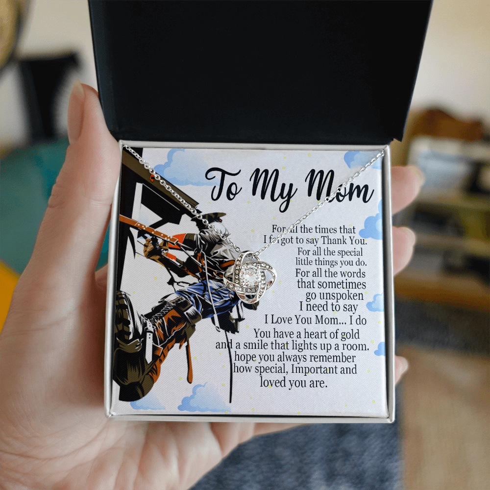 Lineman's Mom Love Knot Necklace Mother Jewelry Mothers Day Gift