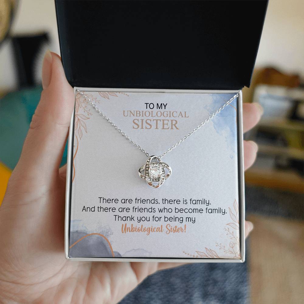 To My Unbiological Sister Love Knot Necklace Gift From Sister, Brother, Best Friend, Sister Gift Love Knot Pendant, Sister Remembrance Gift Necklace, Sister Keepsake Gift For Unbiological Sister