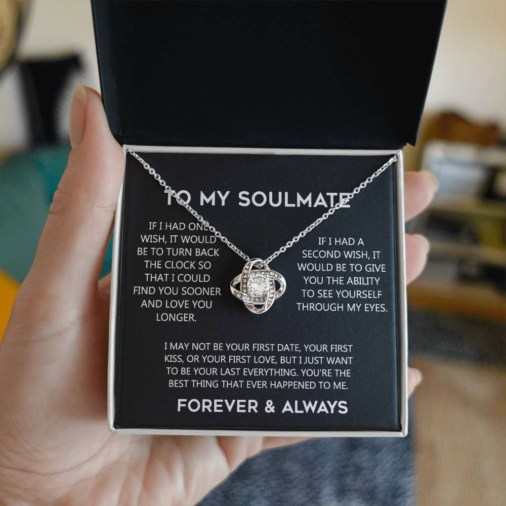 To My Soulmate Love Knot Necklace Gift From Husband, Boyfriend To Wife, Soulmate Gift Necklace On Valentines Day Anniversary, Christmas Gift Necklace for Her Romantic, Girlfriend Gift Necklace
