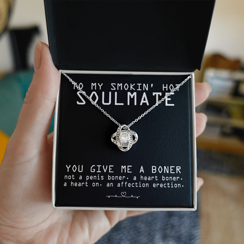 To My Smokin' Hot Soulmate Necklace From Husband, Boyfriend To Soulmate Gift for Fiancee Wife Smokin' Hot Birthday Present Xmas Gift Necklace for Her Romantic, Girlfriend Gift Necklace Message