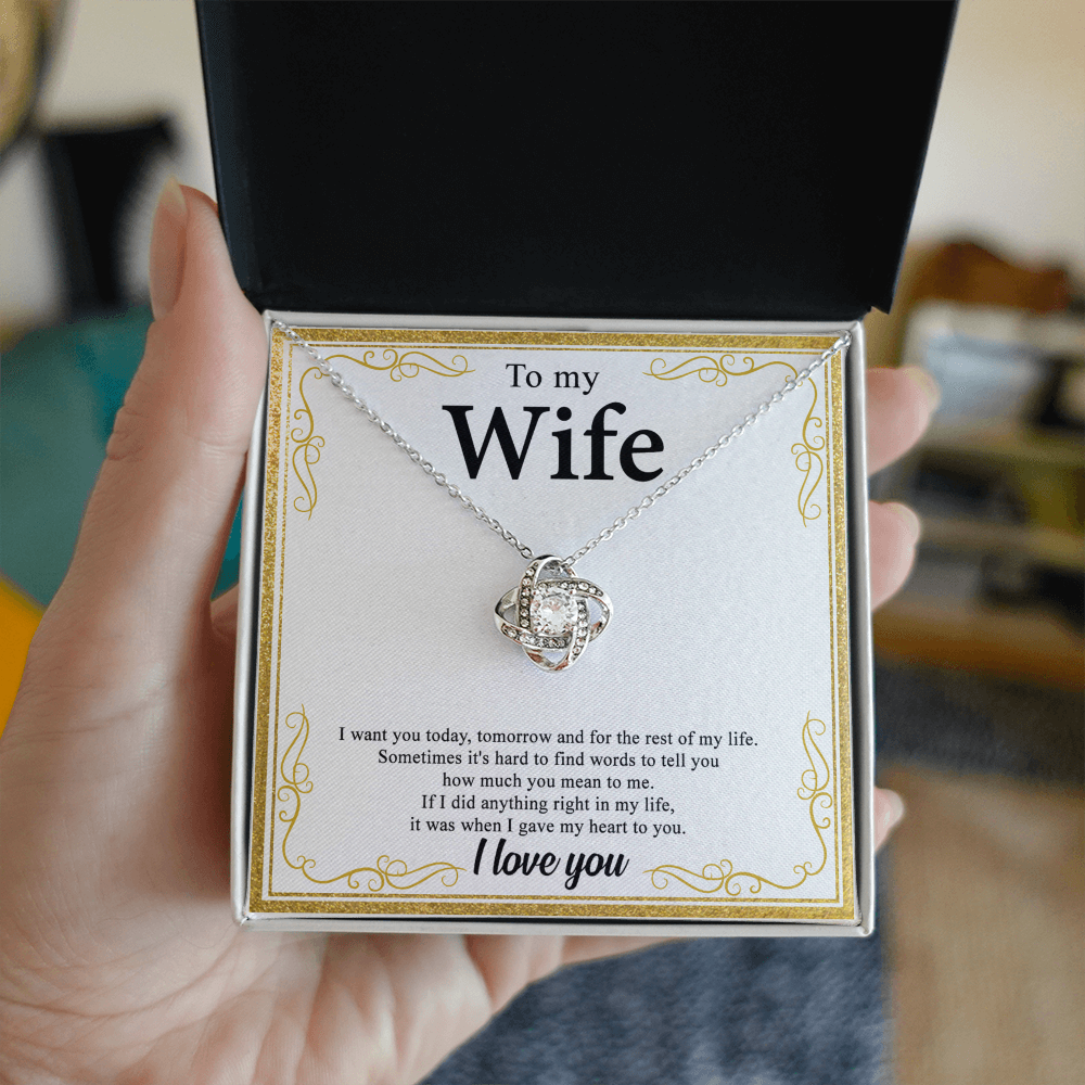 To My Wife Necklace From Husband My Heart To You Necklace Gift For Wife, Wife Gift Necklace, Husband To Wife Gift Love Knot Pendant Gift From Men Jewelry Gift For Women Soulmate Gift Pendant