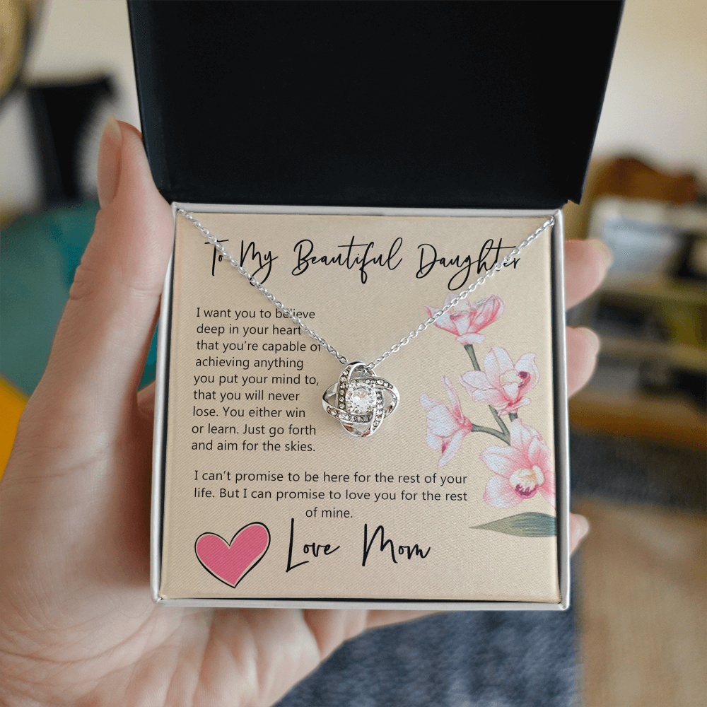 Daughter Gift Necklace, To My Beautiful Daughter Necklace From Mom, Mother, Necklace Jewelry For Daughter, Mother And Daughter Necklace Pendant Gift On Christmas, Anniversary Graduation Gift