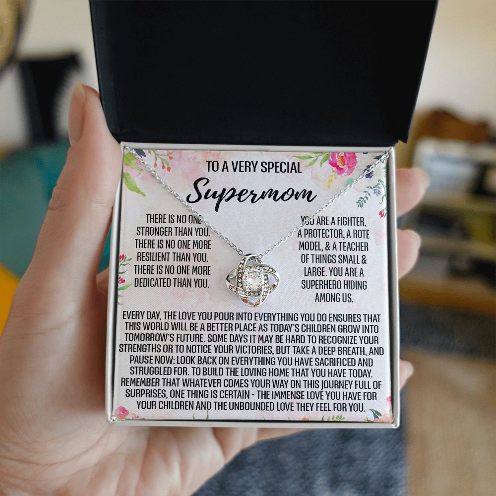 To My Mom Necklace From Daughter, To A Very Special Supermom Mom Love Knot Necklace Gift for Single Mother, Second Mom Gift Necklace, Present for Mom, Gift Necklace Mother's Day Idea Gift For Women