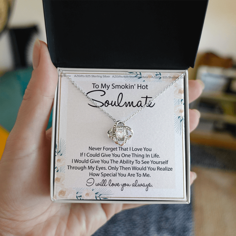 To My Smokin Hot Soulmate Necklace Gift From Husband Boyfriend, Birthday Necklace For Wife, Smokin Hot Gift Necklace for Her Romantic, Girlfriend Gift Necklace Smokin Hot Soulmate Message Card